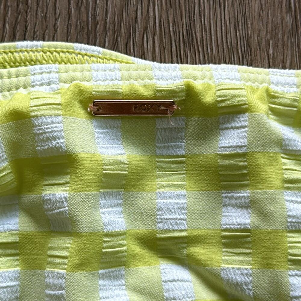 Roxy Beautiful Sun Full Coverage Bikini Bottom Yellow & White Gingham Large - Picture 3 of 4
